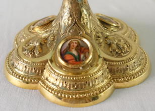 French Antique solid silver gilt Gothic Ciborium